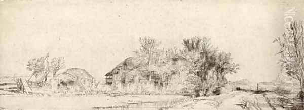 Landscape with a Road beside a Canal Oil Painting by Rembrandt Van Rijn