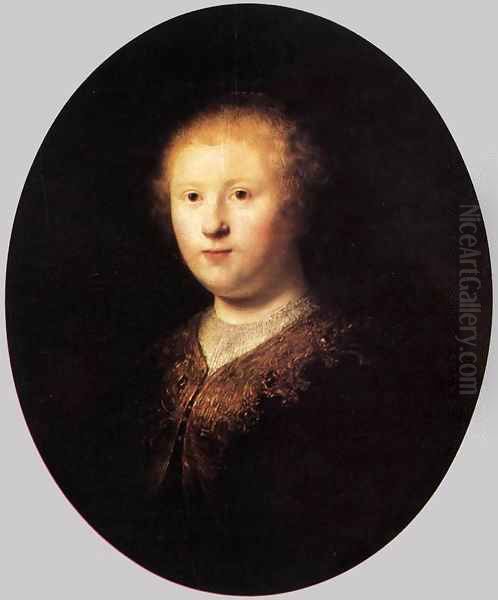 Portrait of a Young Woman Oil Painting by Rembrandt Van Rijn