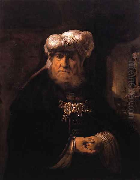 A man in oriental dress Oil Painting by Rembrandt Van Rijn