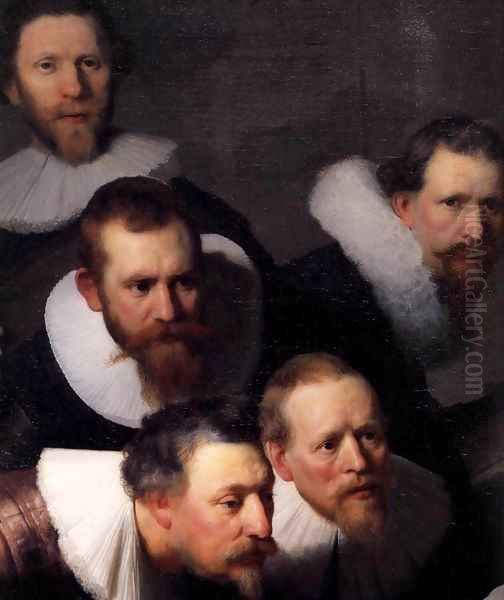 The Anatomy Lecture of Dr. Nicolaes Tulp (detail) Oil Painting by Rembrandt Van Rijn