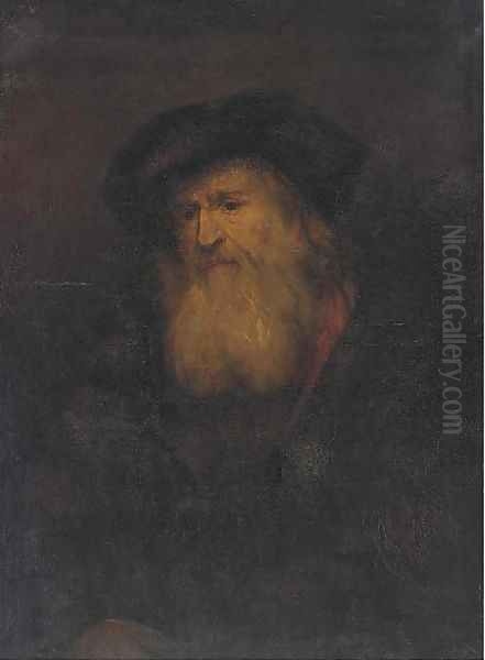 A man, bust-length, with a beard Oil Painting by Rembrandt Van Rijn