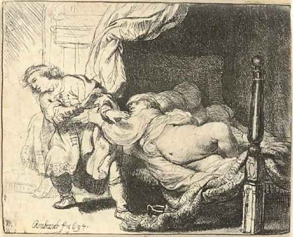 Joseph and Potiphar's Wife Oil Painting by Rembrandt Van Rijn