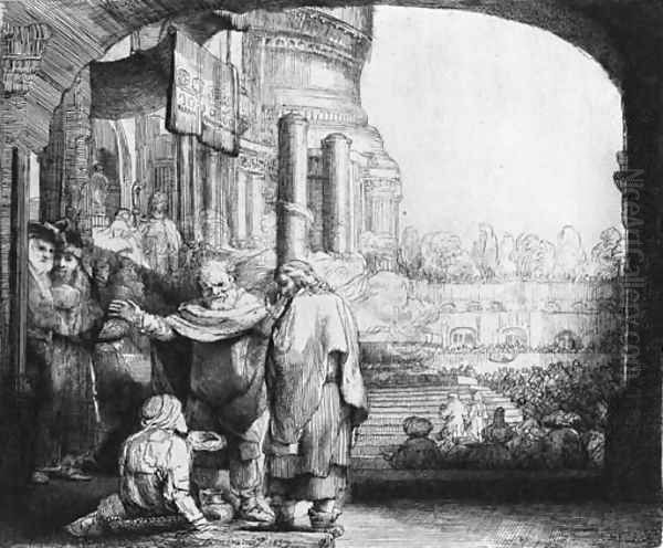 Peter and John healing the Cripple at the Gate of the Temple Oil Painting by Rembrandt Van Rijn