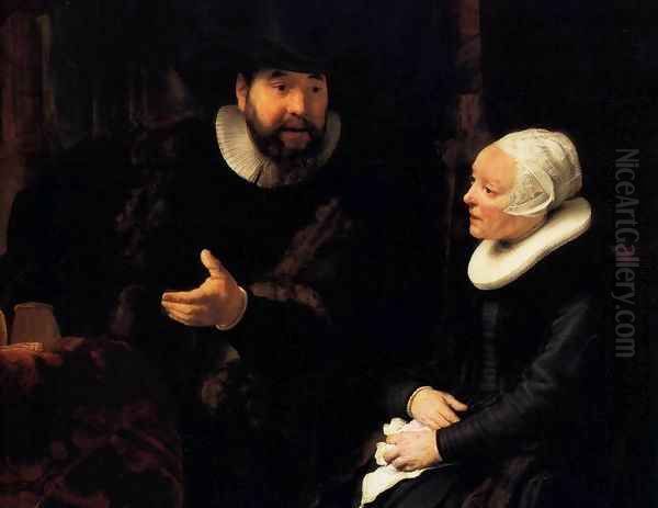 The Mennonite Minister Cornelis Claesz. Anslo in Conversation with his Wife, Aal Oil Painting by Rembrandt Van Rijn