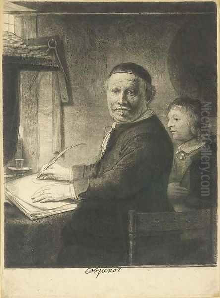 Lieven Willemsz. van Coppenol, Writing-Master Small Plate Oil Painting by Rembrandt Van Rijn