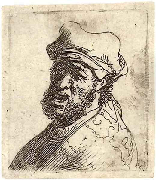 Man crying out, three-quarters left Bust Oil Painting by Rembrandt Van Rijn