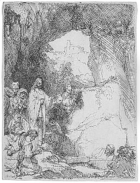 The Raising of Lazarus Small Plate Oil Painting by Rembrandt Van Rijn