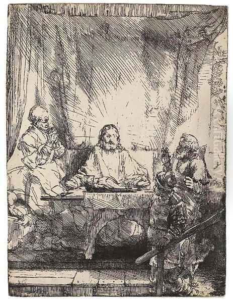 Christ at Emmaus Larger Plate Oil Painting by Rembrandt Van Rijn