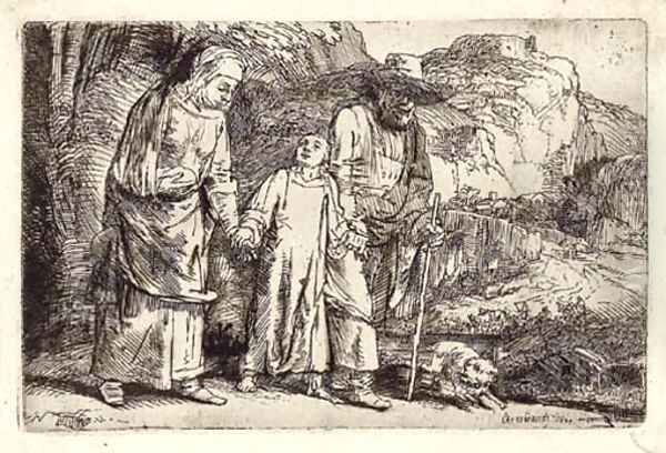 Christ returning from the Temple with his Parents Oil Painting by Rembrandt Van Rijn