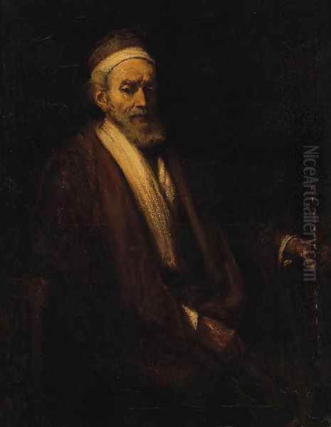 Portrait of Jacob Trip, seated half-length, holding a staff Oil Painting by Rembrandt Van Rijn