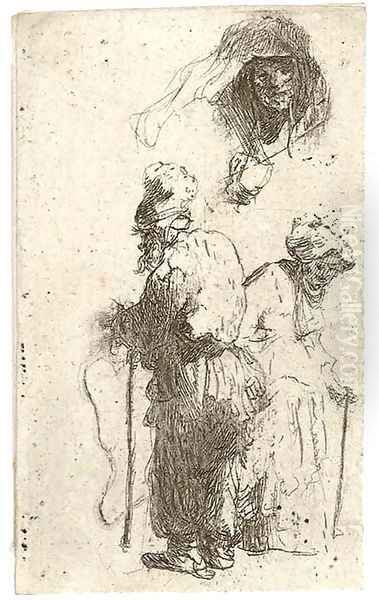 Sheet of Studies Oil Painting by Rembrandt Van Rijn