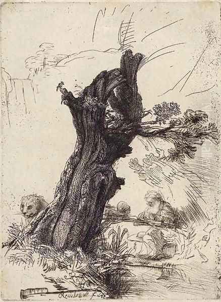 Saint Jerome beside a Pollard Willow Oil Painting by Rembrandt Van Rijn