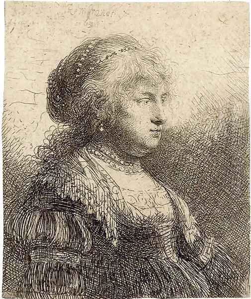 Saskia with Pearls in her Hair by Rembrandt Van Rijn