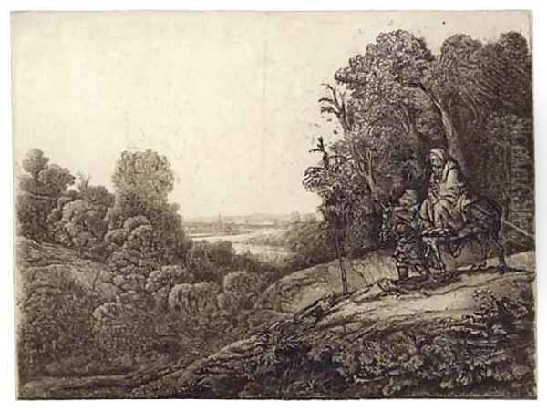 The Flight into Egypt Altered from Seghers Oil Painting by Rembrandt Van Rijn