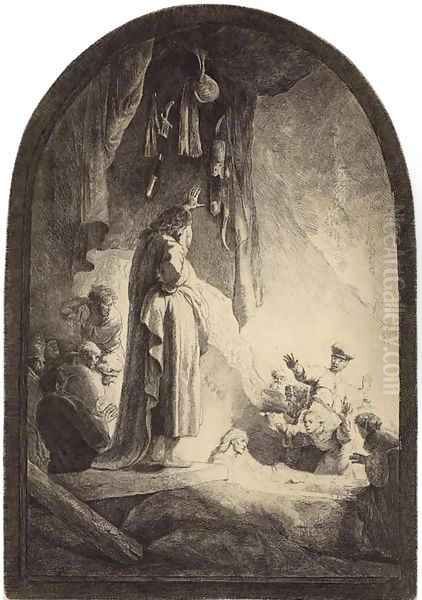 The Raising of Lazarus Large Plate Oil Painting by Rembrandt Van Rijn