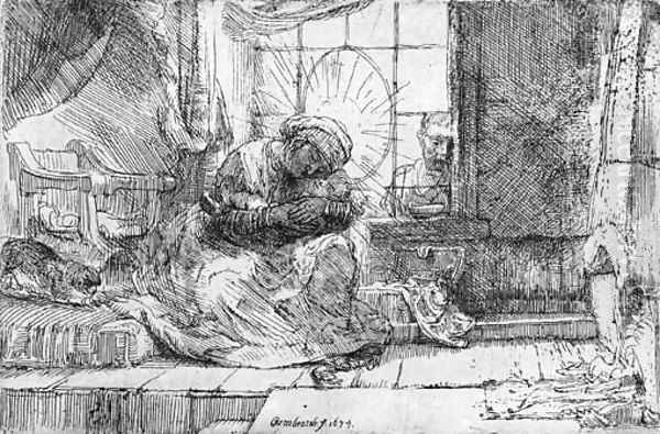 The Virgin and Child with the Cat and Snake Oil Painting by Rembrandt Van Rijn