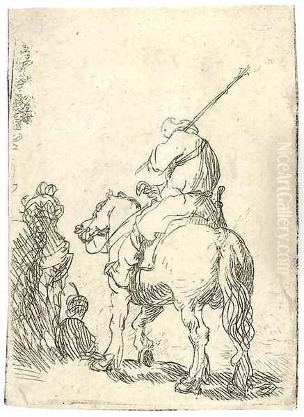 A Turbaned Soldier on Horseback Oil Painting by Rembrandt Van Rijn