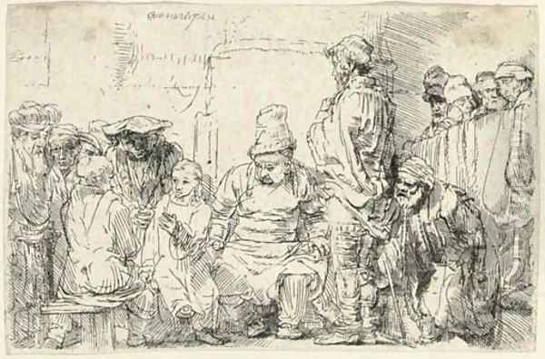 Christ seated disputing with the Doctors Oil Painting by Rembrandt Van Rijn