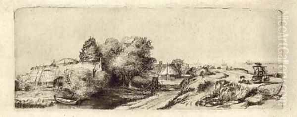 Landscape with a Milkman Oil Painting by Rembrandt Van Rijn