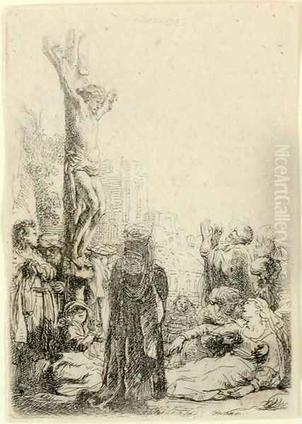 The Crucifixion Small Plate Oil Painting by Rembrandt Van Rijn