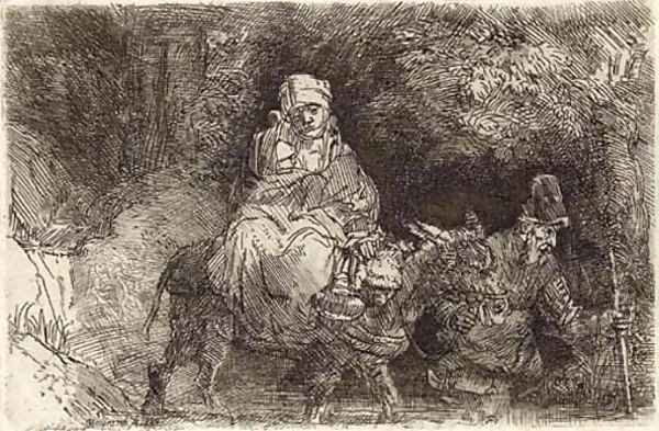 The Flight into Egypt Crossing a Brook Oil Painting by Rembrandt Van Rijn