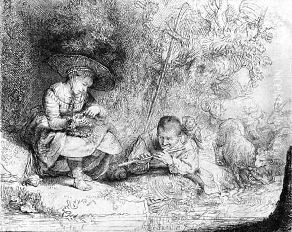 The Flute Player Oil Painting by Rembrandt Van Rijn