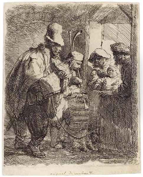 The strolling Musicians Oil Painting by Rembrandt Van Rijn