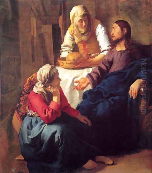 Christ in the House of Martha and Mary 1654-55 Oil Painting by Jan Vermeer Van Delft