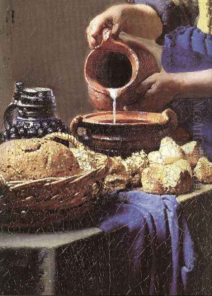 The Milkmaid (detail-3) c. 1658 Oil Painting by Jan Vermeer Van Delft