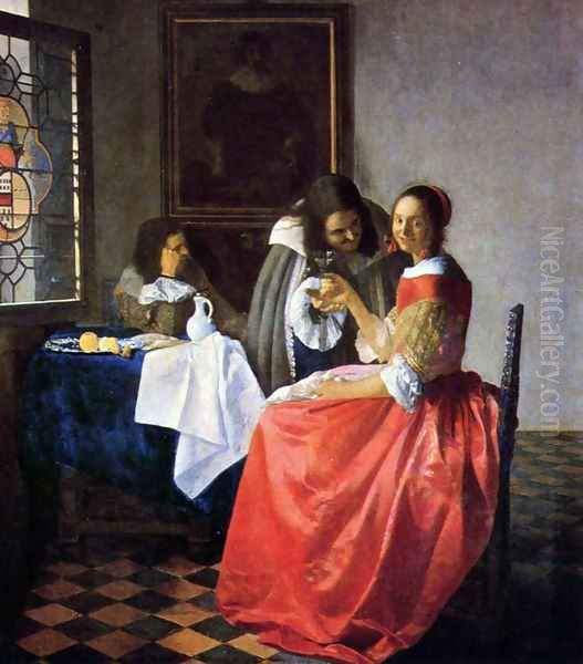 The Girl with a Wine Glass Oil Painting by Jan Vermeer Van Delft