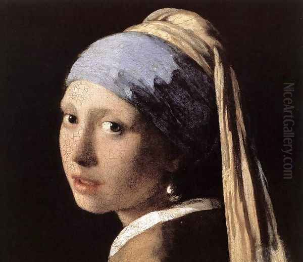 Girl with a Pearl Earring (detail-1) c. 1665 Oil Painting by Jan Vermeer Van Delft