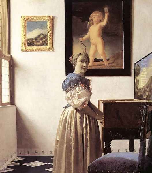 Lady Standing at a Virginal c. 1670 Oil Painting by Jan Vermeer Van Delft