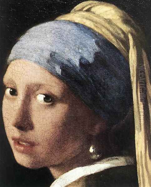 Girl with a Pearl Earring (detail-2) c. 1665 Oil Painting by Jan Vermeer Van Delft