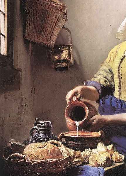 The Milkmaid (detail-2) c. 1658 Oil Painting by Jan Vermeer Van Delft