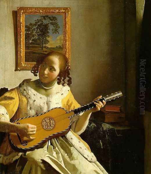 The Guitar Player Oil Painting by Jan Vermeer Van Delft