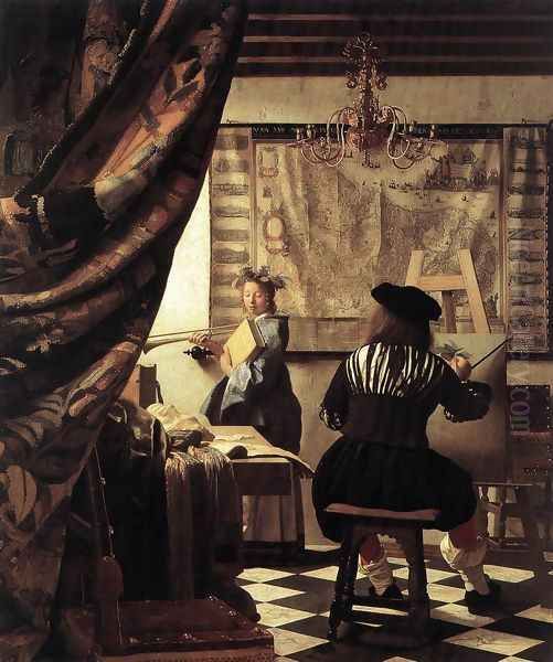 The Artist's Studio 1665 Oil Painting by Jan Vermeer Van Delft