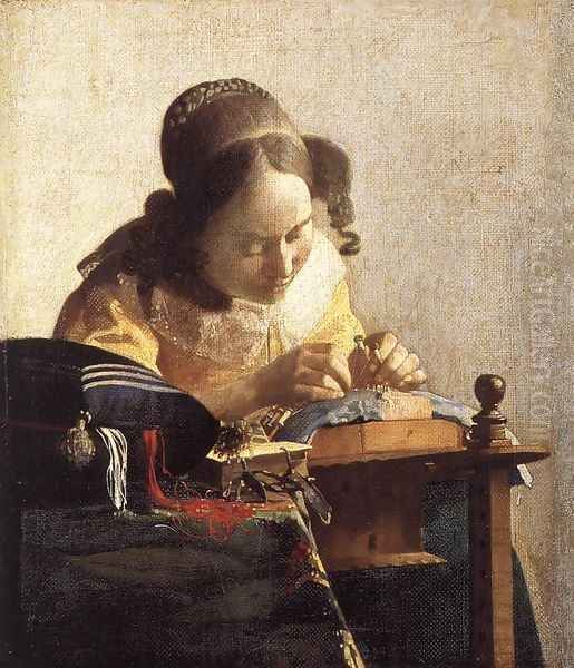 The Lacemaker 1669-70 Oil Painting by Jan Vermeer Van Delft