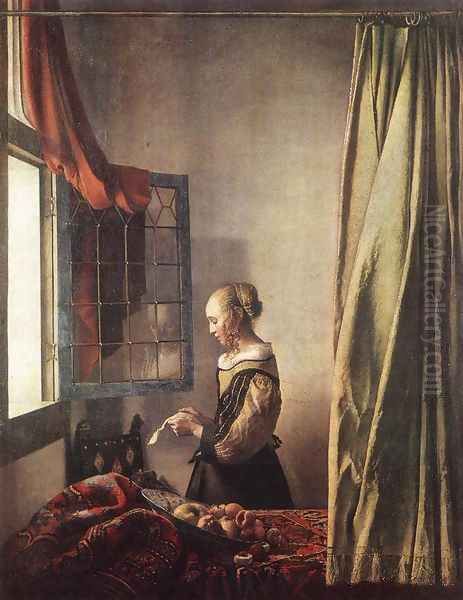 Girl Reading a Letter at an Open Window 1657 Oil Painting by Jan Vermeer Van Delft