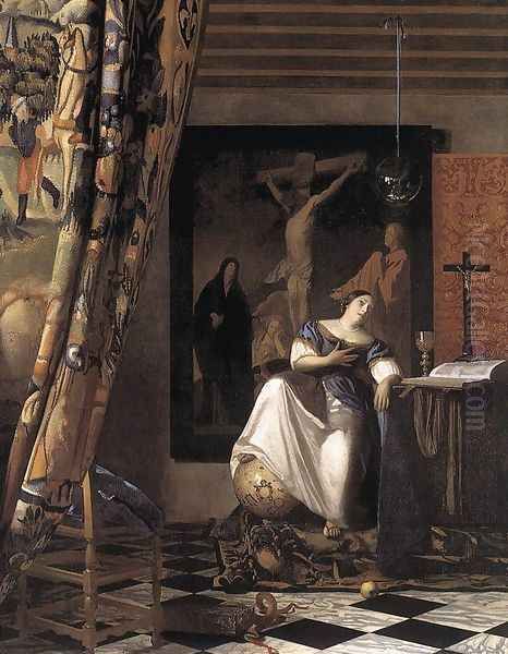 The Allegory of the Faith 1671-74 Oil Painting by Jan Vermeer Van Delft