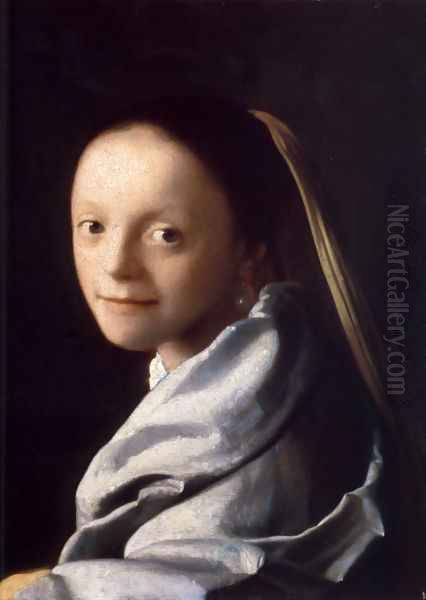 Portrait of a Young Woman 1666-67 Oil Painting by Jan Vermeer Van Delft