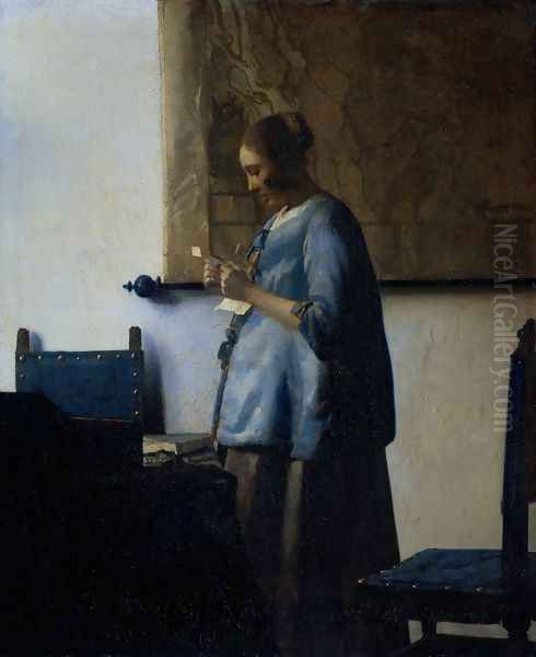 Woman Reading a Letter Oil Painting by Jan Vermeer Van Delft