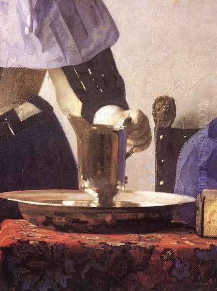 Young Woman with a Water Jug (detail-1) 1660-62 Oil Painting by Jan Vermeer Van Delft