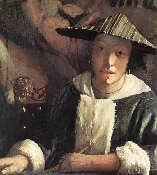 Young Girl with a Flute 1666-67 Oil Painting by Jan Vermeer Van Delft