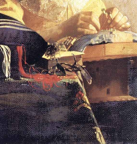 The Lacemaker (detail-2) 1669-70 Oil Painting by Jan Vermeer Van Delft