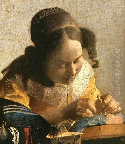 The Lacemaker (detail) Oil Painting by Jan Vermeer Van Delft