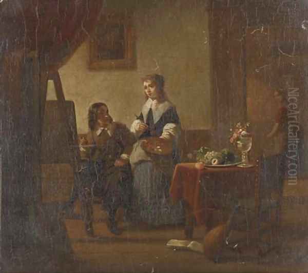 In the artist's studio Oil Painting by Jan Vermeer Van Delft