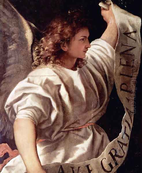 Polyptych of the Resurrection, Archangel Gabriel Oil Painting by Tiziano Vecellio (Titian)