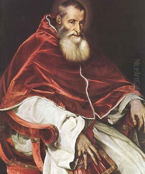 Portrait Of Pope Paul III Oil Painting by Tiziano Vecellio (Titian)