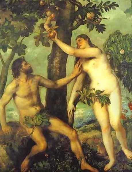 Adam and Eve Oil Painting by Tiziano Vecellio (Titian)