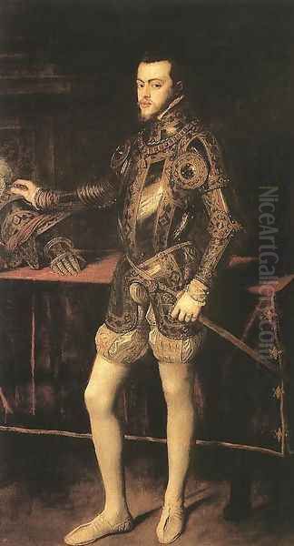 King Philip II 1551 Oil Painting by Tiziano Vecellio (Titian)